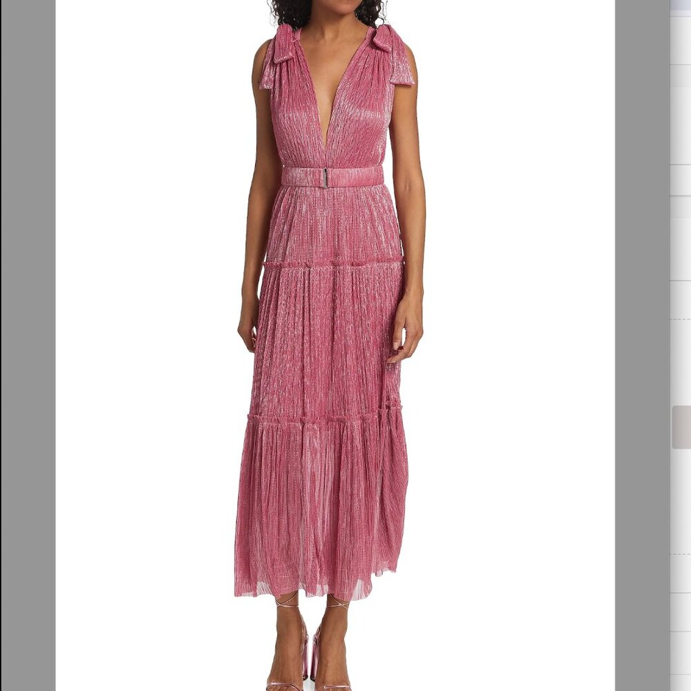 Sabina Musáyev  Helena Metallic Tiered Maxi Dress
